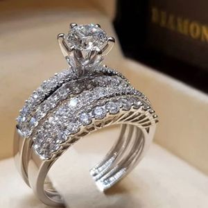 3 CT Solitaire Diamond 2pcs Engagement Ring Set